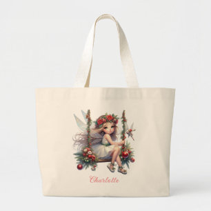 Grand Tote Bag Belle aquarelle Fée de Noël