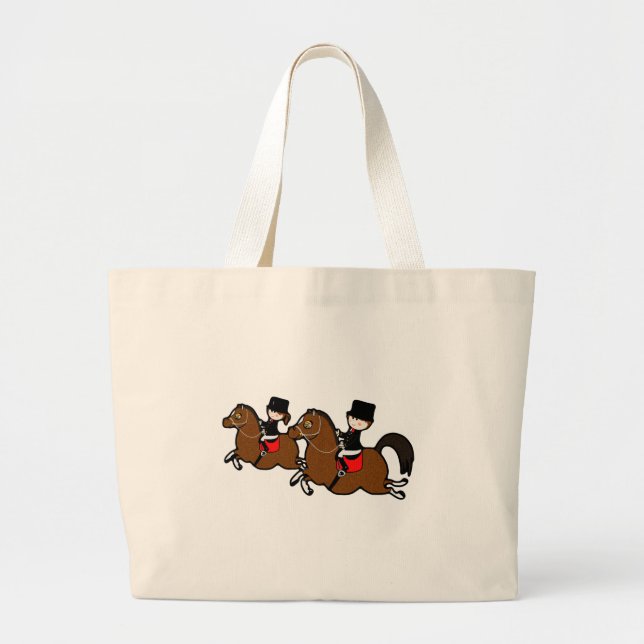 Grand Tote Bag Belle caricature garçon fille équitation dressage  (Devant)