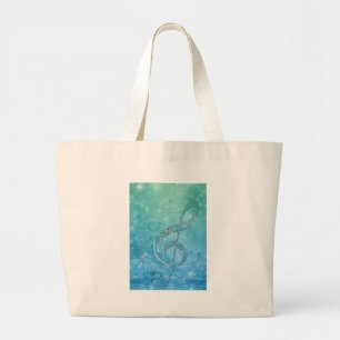 Grand Tote Bag Belle étincelle brillante effet bleu treble clef