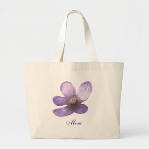 Grand Tote Bag Belle maman Aquarelle violet fleur