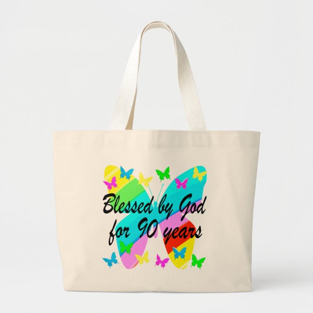 GRAND TOTE BAG BÉNÉFICIÉ PAR DIEU PENDANT 90 ANS (Devant)