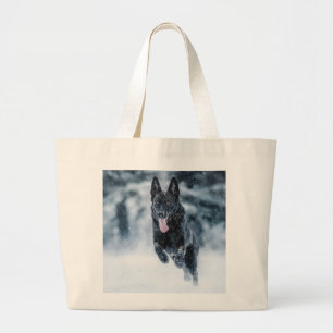 Grand Tote Bag Berger allemand noir dans la couverture de duvet d