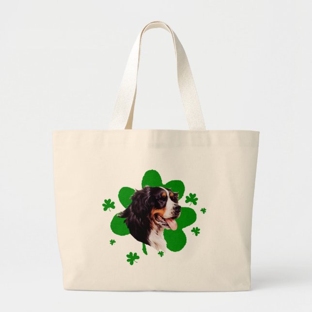 Grand Tote Bag Bernese Mt. Dog St. Patrick's Day (Devant)