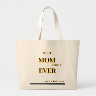 Grand Tote Bag BEST MOM PERSONNALISÉ JAMAIS 2 Script