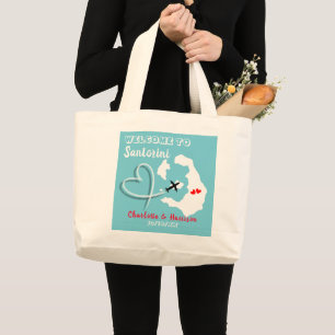 Grand Tote Bag Bienvenue À Santorin Destination Wedding