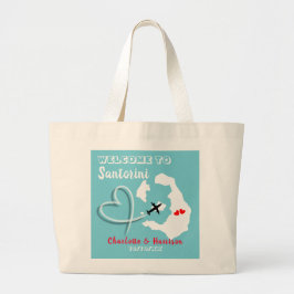 Grand Tote Bag Bienvenue À Santorin Destination Wedding