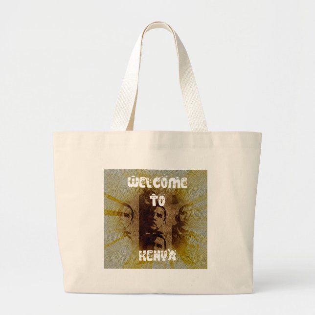 Grand Tote Bag Bienvenue au Kenya avec Obama Collage (Devant)