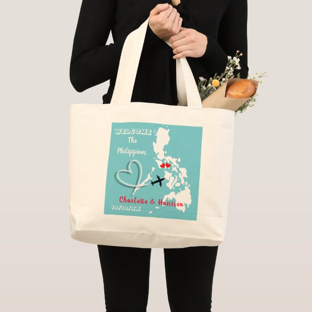 Grand Tote Bag Bienvenue Aux Philippines Destination Wedding (Devant (produit))