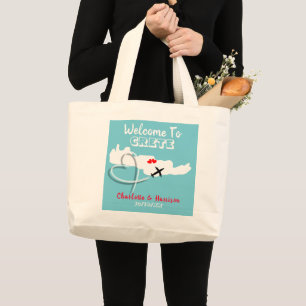 Grand Tote Bag Bienvenue En Crète Destination Wedding