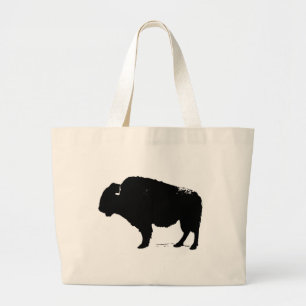Grand Tote Bag Bison de Buffalo Art noir et blanc