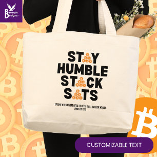 Grand Tote Bag Bitcoin personnalisé Investisseur RESTER HUMBLE PI