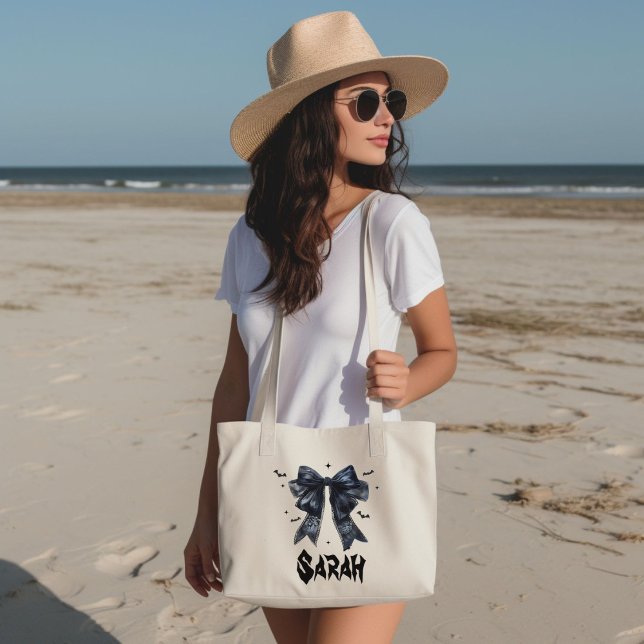 Grand Tote Bag Black Bow Gothique Fourre-tout Bachelorette Brides (Créateur téléchargé)