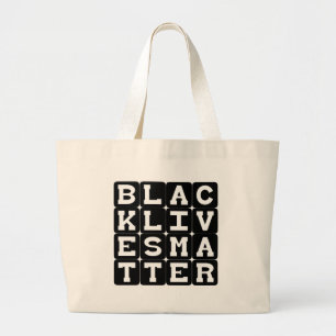 Grand Tote Bag Black Lives Matter BLM en motif carré