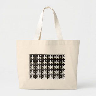 Grand Tote Bag black white greek key