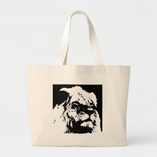 Grand Tote Bag Black & white lion pop art
