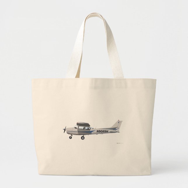 Grand Tote Bag Bleu de Cessna 172 Skyhawk (Devant)