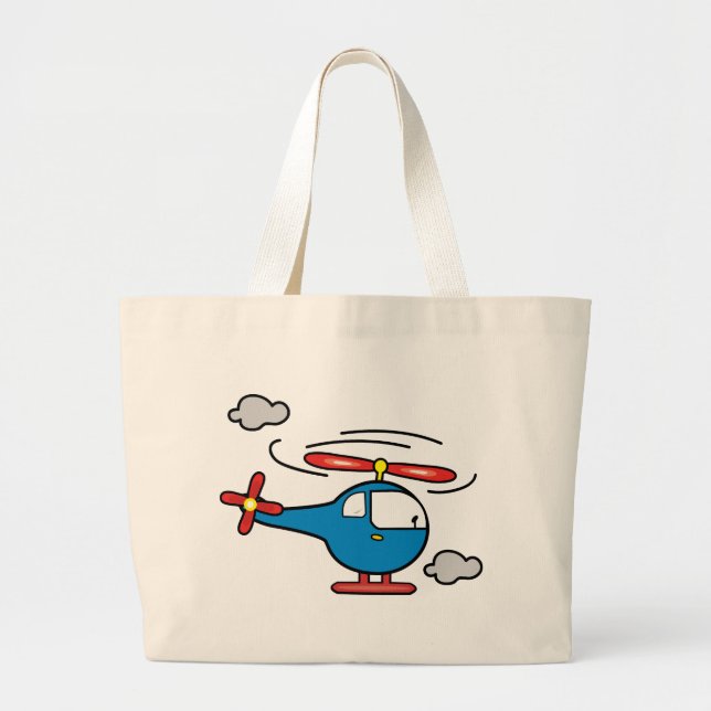 Grand Tote Bag Bleu d'hélicoptère un rouge (Devant)