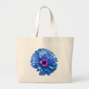 Grand Tote Bag Bleu marguerite bleu photo florale