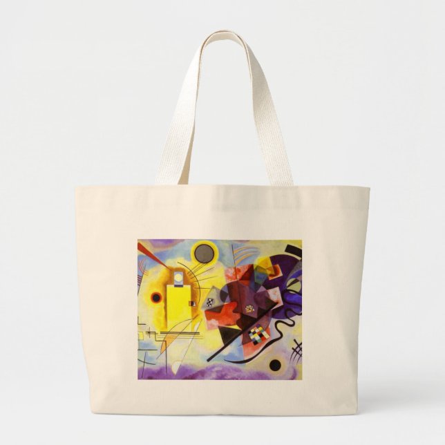 Grand Tote Bag Bleu rouge jaune Kandinsky peinture Abstraite (Devant)