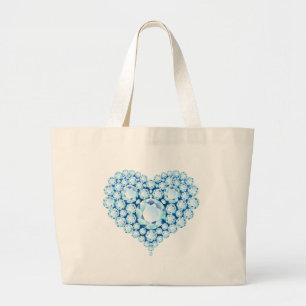 Grand Tote Bag Bleu Sapphire Gems Coeur