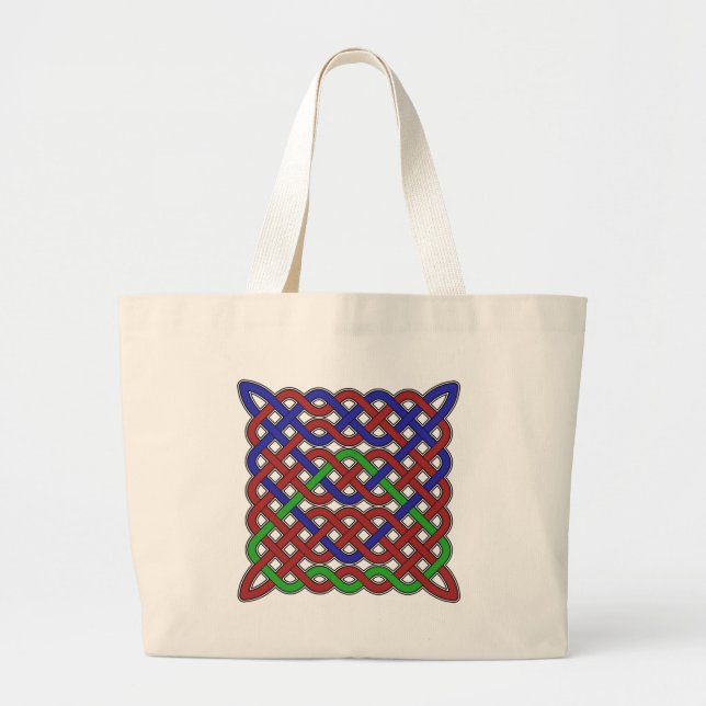 Grand Tote Bag Bleu, vert et rouge céleste noeuds (Devant)