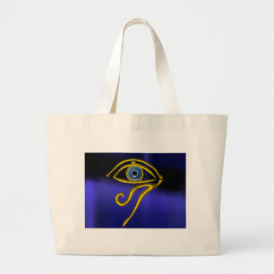GRAND TOTE BAG BLEUE TALISMAN / OEIL OR HORUS