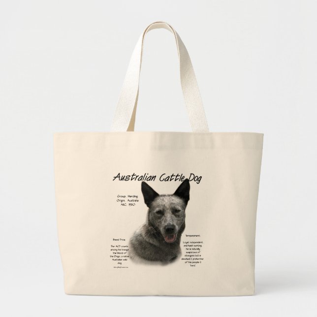 Grand Tote Bag Blue Australian Cattle Chig History; Blue ACD (Devant)