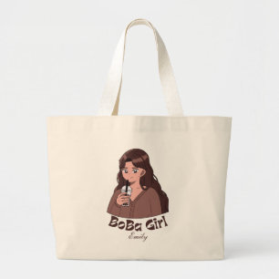 Grand Tote Bag Boba Girl, boba thé bulle thé