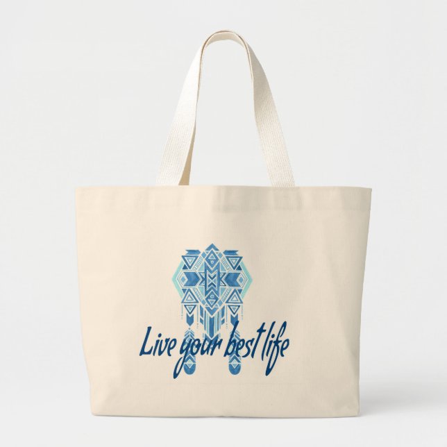 Grand Tote Bag Boho Meilleure Vie (Devant)