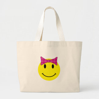 Grand Tote Bag Bois rose Visage Jaune