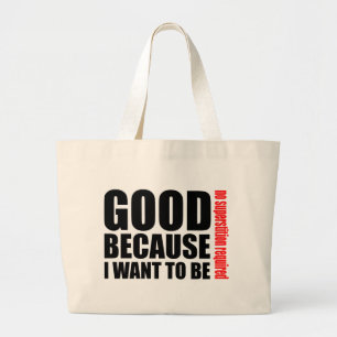Grand Tote Bag Bon parce que je veux être, aucun superstiton