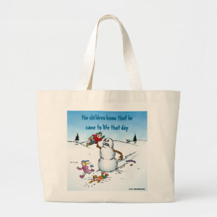 Grand Tote Bag Bonhomme de neige tueur dessin animé drôle