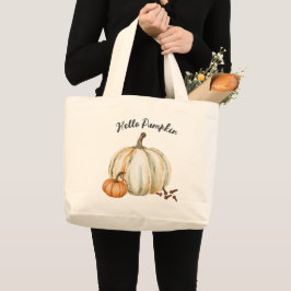 Grand Tote Bag Bonjour Citrouille épice doux automne