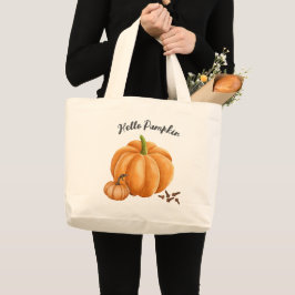 Grand Tote Bag Bonjour Citrouille épice doux automne