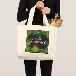 Grand Tote Bag Bonjour été Tropical Palm Leafs cadre Botanique