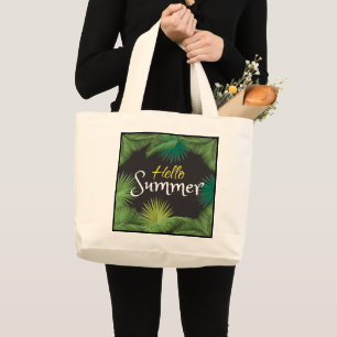 Grand Tote Bag Bonjour été Tropical Palm Leafs cadre Botanique