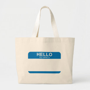 Grand Tote Bag Bonjour mon nom est - bleu