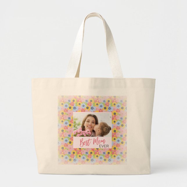 Grand Tote Bag Bonne fête des mères, Meilleure maman jamais (Devant)