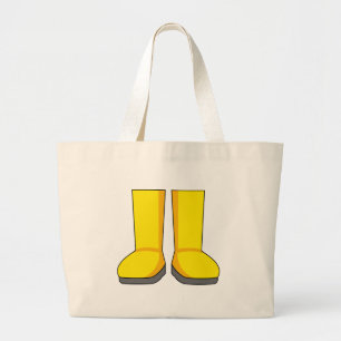 Grand Tote Bag Bottes de pluie jaunes en caoutchouc