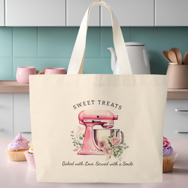 Grand Tote Bag Boulangerie de mélange rose personnalisée (Créateur téléchargé)