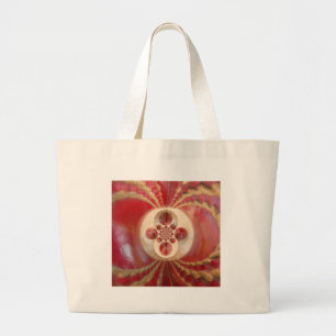 Grand Tote Bag Boules de cricket rouge Art Abstrait Design d'impr