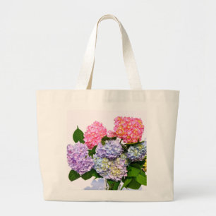 Grand Tote Bag Bouquet d'hortensia bleu rose violet élégant