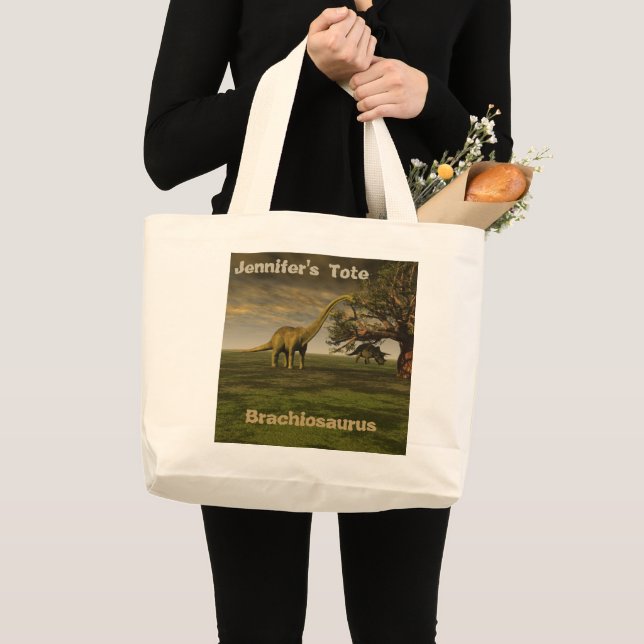 Grand Tote Bag Brachiosaurus personnalisé (Devant (produit))