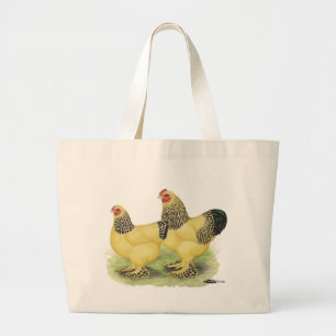 Grand Tote Bag Brahmas : Coqs nains de couleur chamois