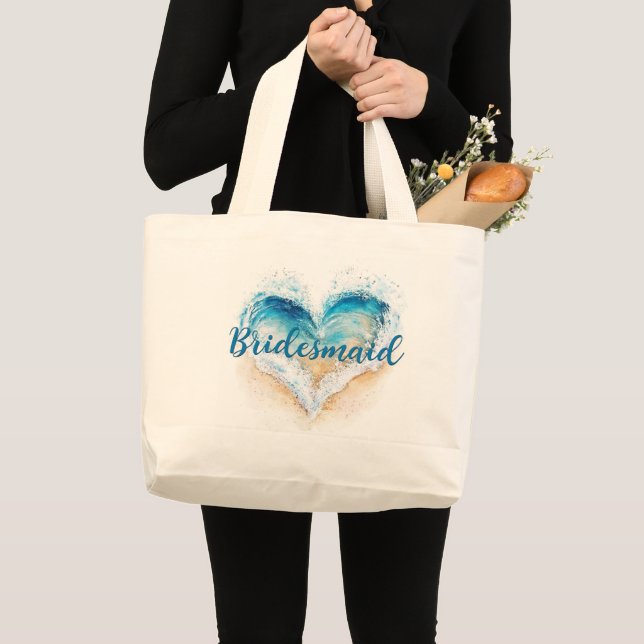 Grand Tote Bag Bridesmaid de Heart Wave Beach (Devant (produit))