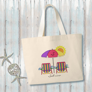 Grand Tote Bag Bright Sun Umbrella Beach Fourre-tout
