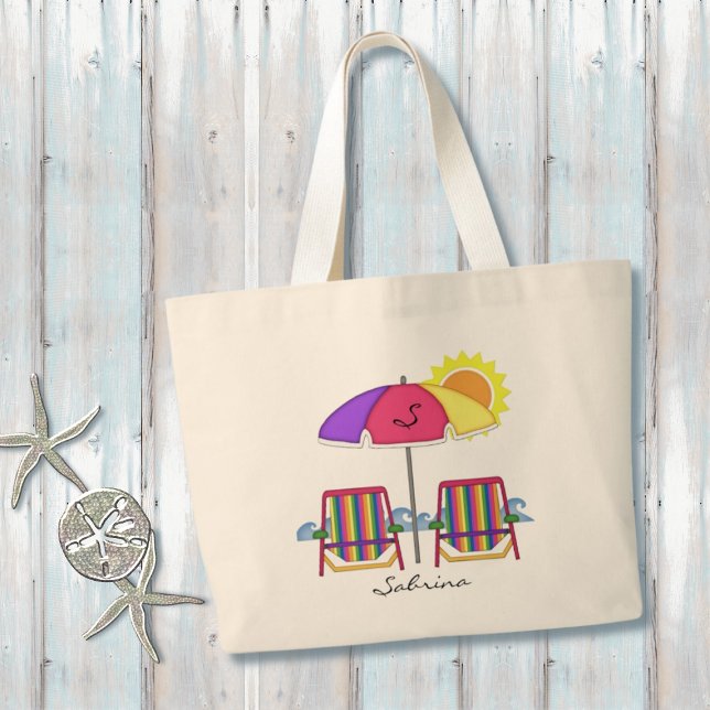 Grand Tote Bag Bright Sun Umbrella Beach Fourre-tout (Créateur téléchargé)