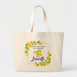 Grand Tote Bag Brosse Script Aquarelle Citrons Limoncello