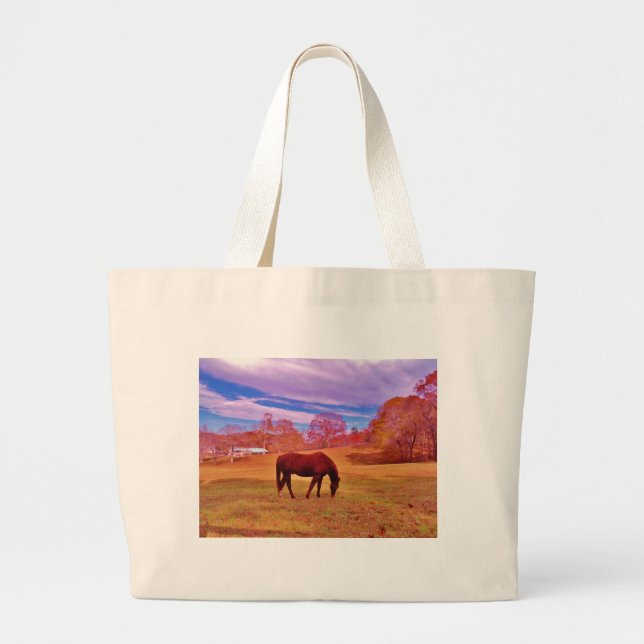 Grand Tote Bag > Brown dans un champ de couleur onirique (Devant)