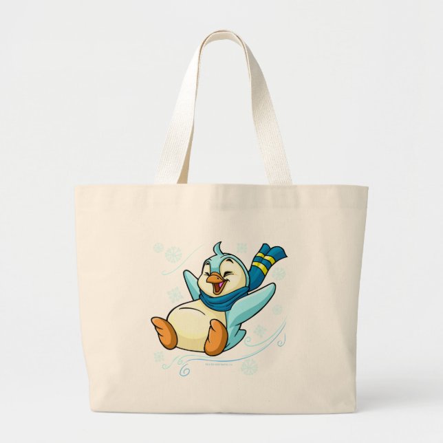 Grand Tote Bag Bruce bleu glissant à travers la glace (Devant)